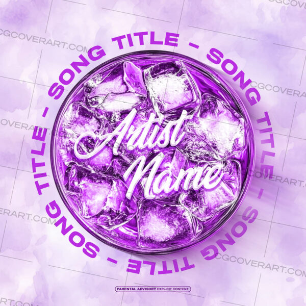 A vibrant and eye-catching purple drink design with bold typography. Great for trap, club bangers, or any high-energy track dripping in style and confidence.