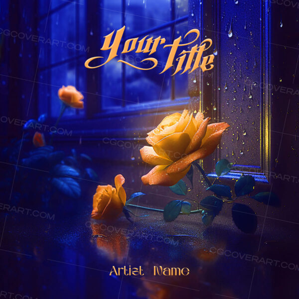 An emotional and moody cover set by a rainy window with golden roses. Ideal for love songs, heartbreak anthems, or slow jams with a nostalgic vibe.